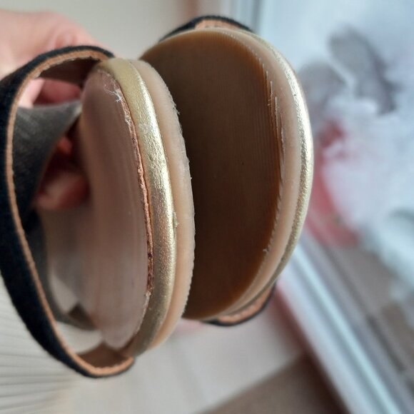 Gaimo Nover Black Suede Metallic Elastic X Band Low Wedge Espadrilles 38 / 7-7.5 - Picture 10 of 16